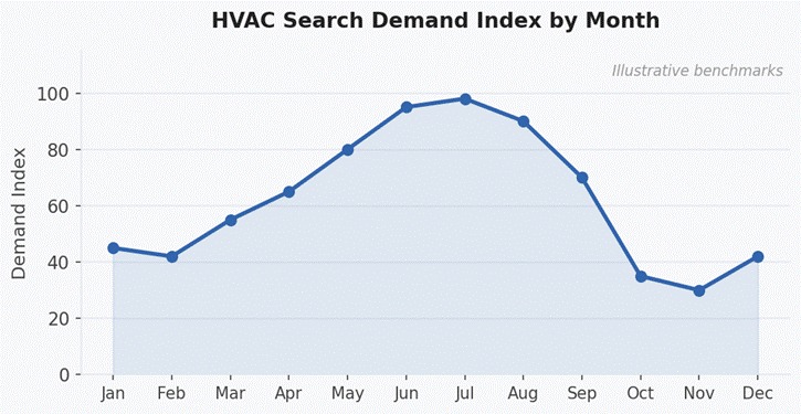 hvac search demand by month